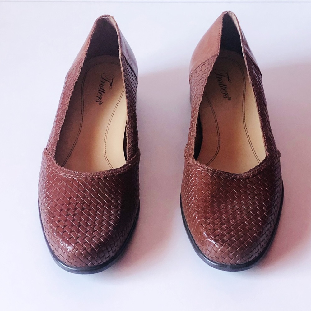 TROTTERS BROWN WOVEN LEATHER SLIP ON LOAFER SIZE 9 - Picture 8 of 13